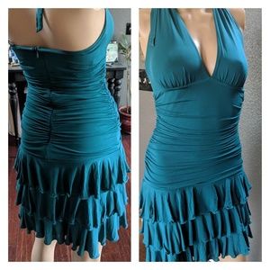 Bebe halter dress with ruffles